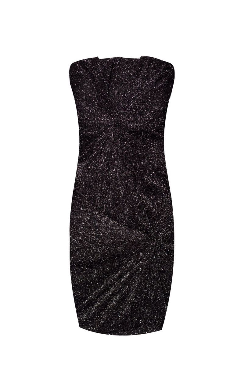 vestido negro palabra de honor drapeado negro